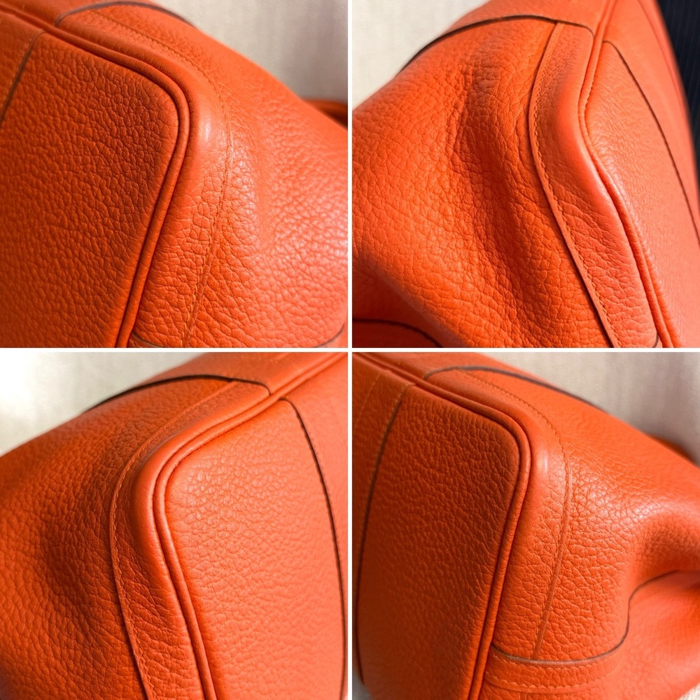 Authentic Hermès Garden Party PM tote bag orange leather - Picture 12 of 16